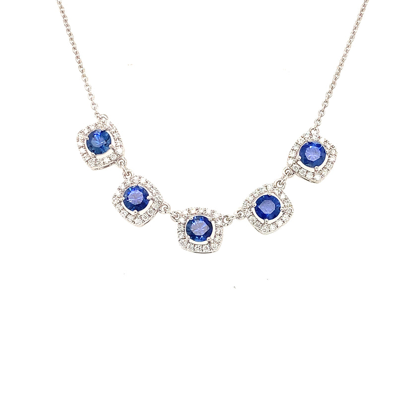 14 Karat White Halo Gemstone Necklace - A & D GEM CORP.