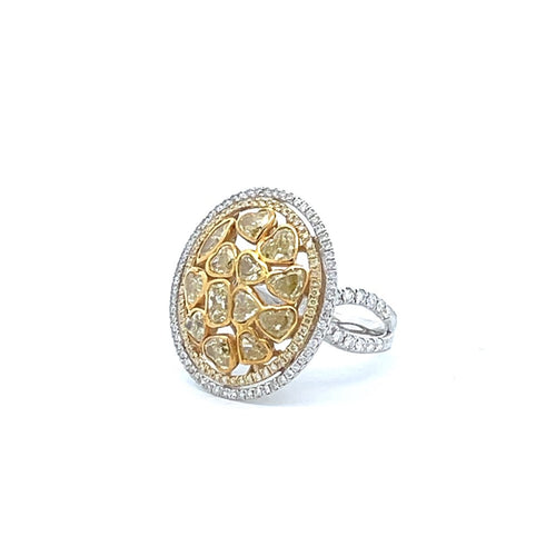 18 Karat Two Tone Women's Diamond Fashion Ring - ADG JEWELS LLC