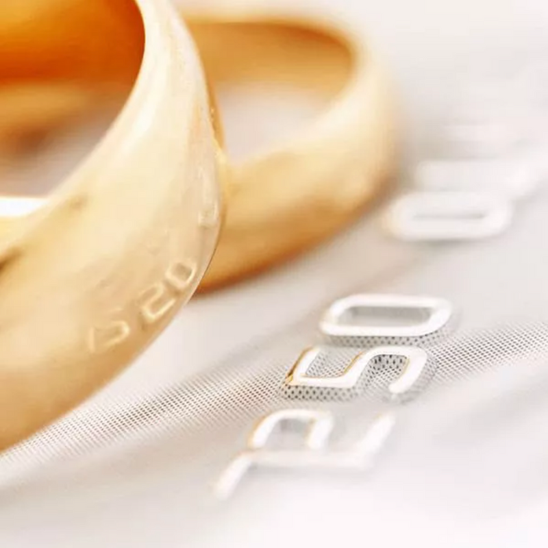 2 gold rings on top of credit card
