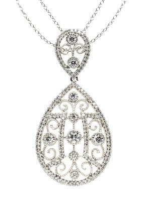 14 Karat White Fashion Diamond Pendant - REAL GEMS CORP