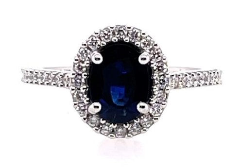14 Karat White Lady's Halo Gemstone Fasion Ring - REAL GEMS CORP