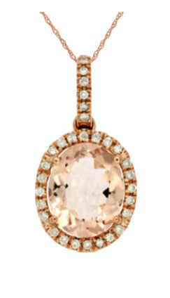 14 Karat Rosé Halo Gemstone Pendant - ROYAL JEWELRY MFG, INC.