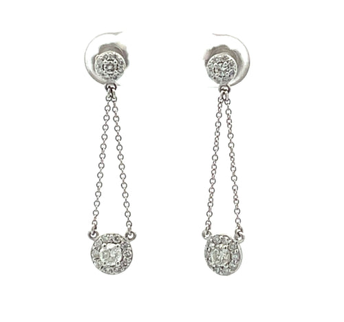 14 Karat White Drop Diamond Earrings - MALAKAN DIAMOND CO.