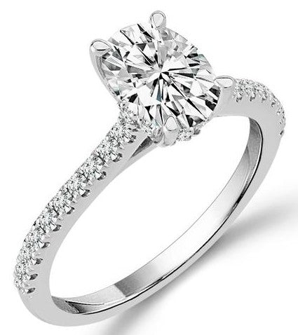 White 14 Karat Straight P Oval Cut Lab Grown Diamond Engagement Ring - IDD SANDEEP USA LLC
