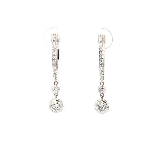14 Karat White Dangle Diamond Earrings - MALAKAN DIAMOND CO.