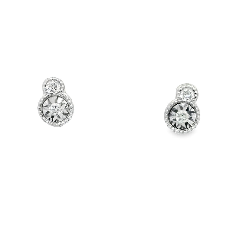 14 Karat White Stud Diamond Earrings