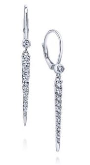 14 Karat White Dangle Diamond Earrings - GABRIEL & CO.