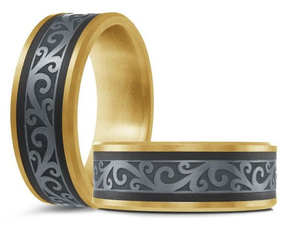14 Karat Two Tone Comfort Fit Wedding Band