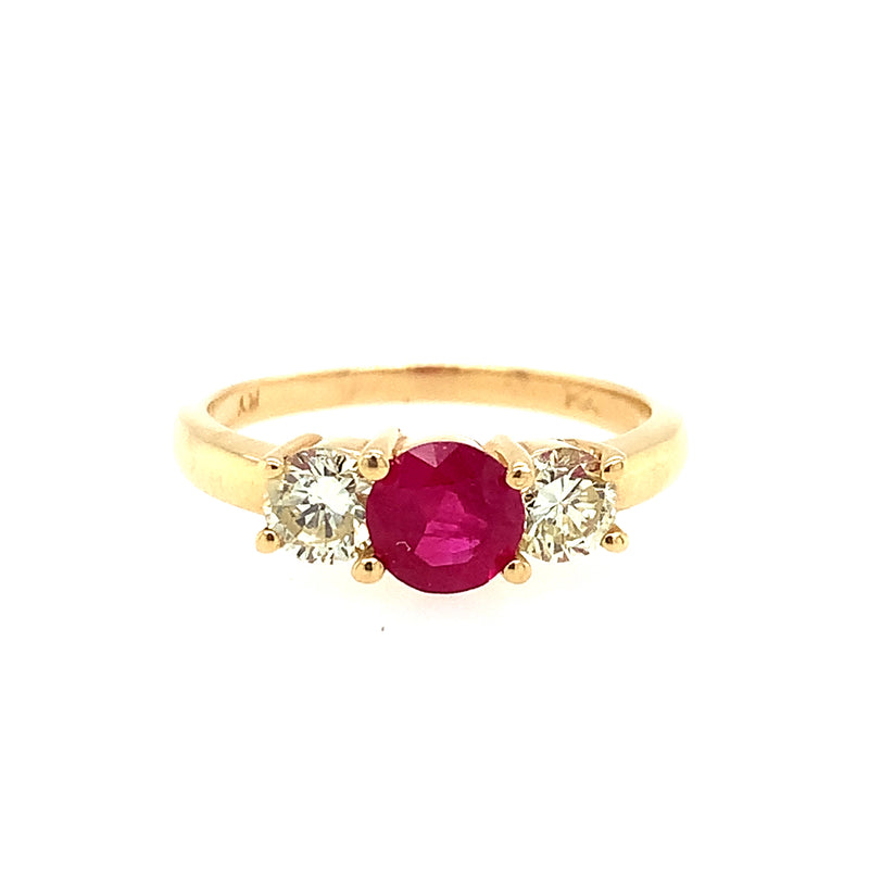 14 Karat Yellow Lady's 3 Stone Gemstone Fasion Ring