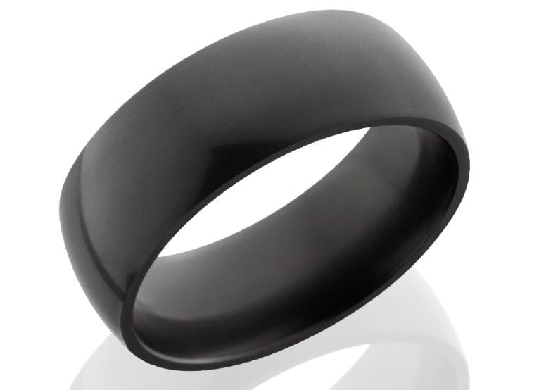 Black Compressed Diamond Domed Wedding Band
