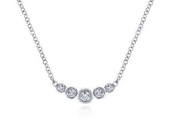 14 Karat White Bar Diamond Necklace - GABRIEL & CO.
