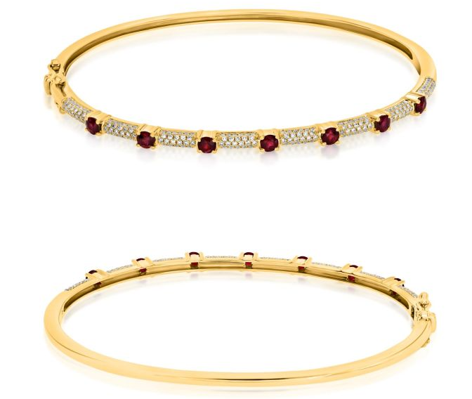 14 Karat Yellow Gemstone Bangle Bracelet
