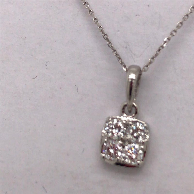 14 Karat White Cluster Lab Grown Diamond Pendants