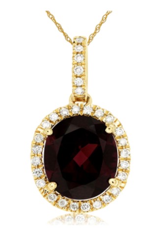 14 Karat Yellow Halo Gemstone Pendant