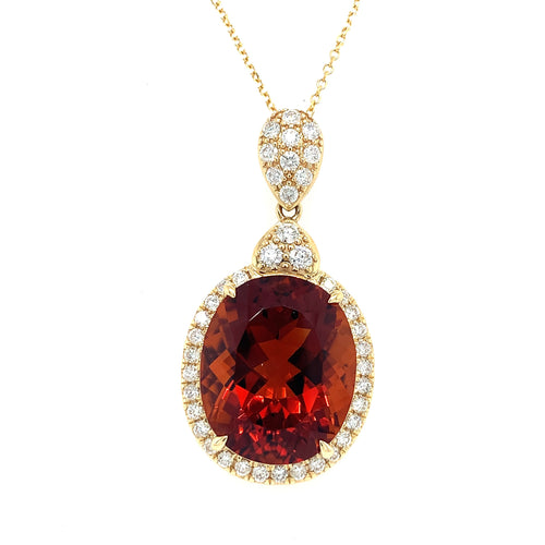 18 Karat Yellow Halo Gemstone Pendant - ADG JEWELS LLC