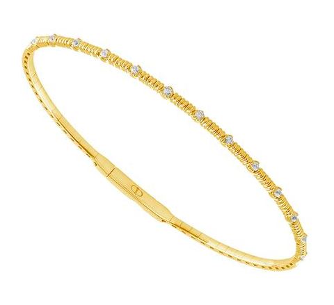 14 Karat Yellow Bangle Diamond Bracelet