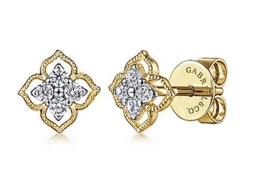 14 Karat Yellow Stud Diamond Earrings - GABRIEL & CO.