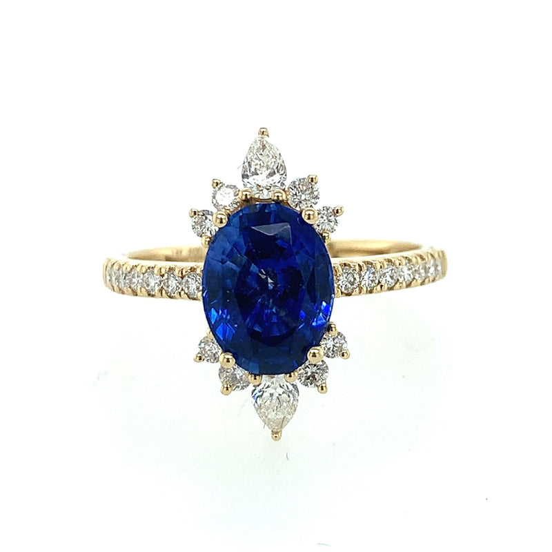 14 Karat Yellow Lady's Geometric Gemstone Fasion Ring