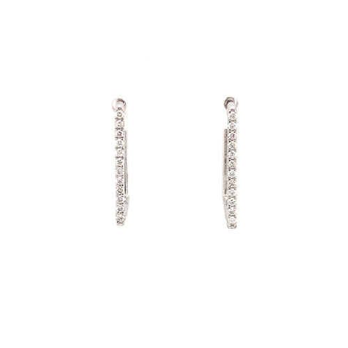 14 Karat White Small Hoop Diamonds Earrings - ROYAL JEWELRY MFG, INC.