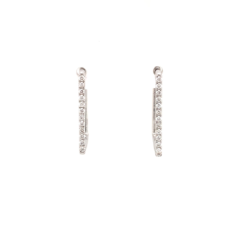 14 Karat White Small Hoop Diamonds Earrings