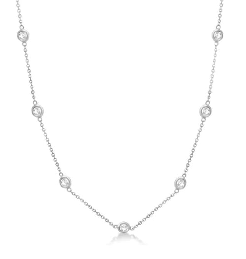 14 Karat White Station Lab Grown Diamond Necklaces - MALAKAN DIAMOND CO.