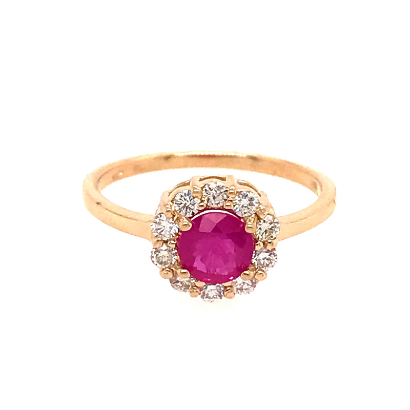 14 Karat Yellow Lady's Halo Gemstone Fasion Ring