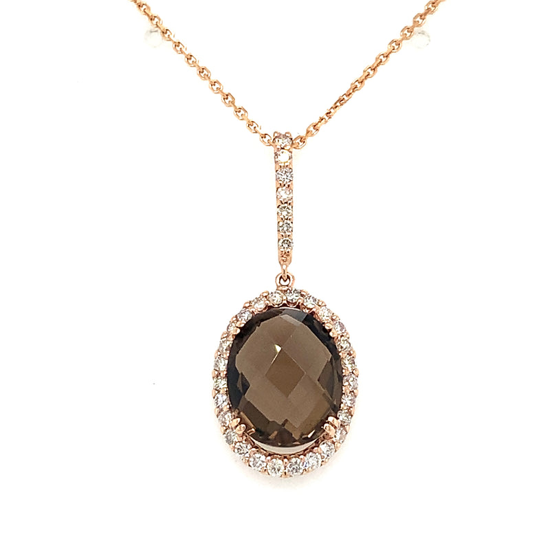 14 Karat Rosé Halo Gemstone Pendant