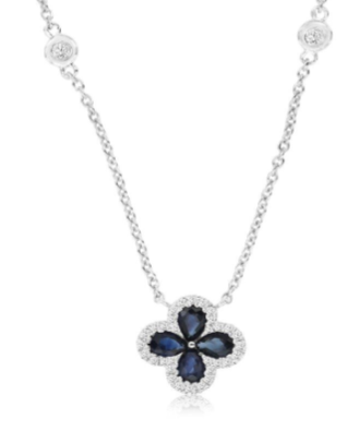 14 Karat White Flower Gemstone Pendant