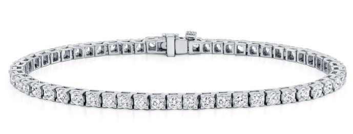 14 Karat White Tennis Diamond Bracelet - REAL GEMS CORP