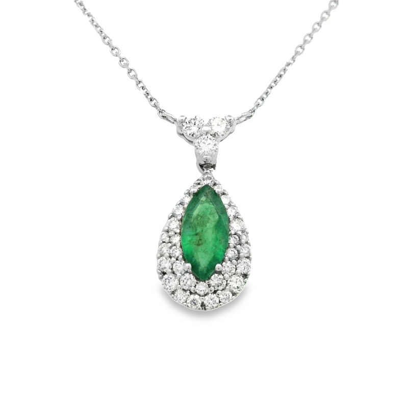 14 Karat White Halo Gemstone Necklace