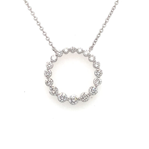 10 Karat White Circle Diamond Pendant - IDD SANDEEP USA LLC