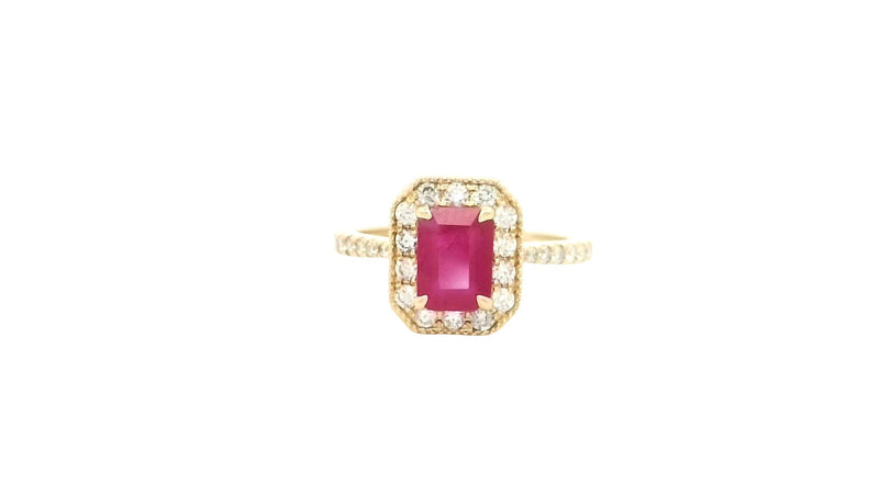 14 Karat Yellow Lady's Halo Gemstone Fasion Ring