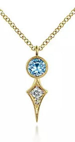 14 Karat Yellow Free Form Gemstone Necklace