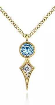 14 Karat Yellow Free Form Gemstone Necklace - GABRIEL & CO.