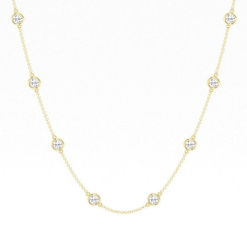 14 Karat Yellow Station Lab Grown Diamond Necklaces - MALAKAN DIAMOND CO.