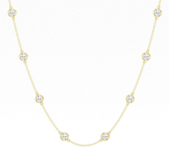 14 Karat Yellow Station Lab Grown Diamond Necklaces