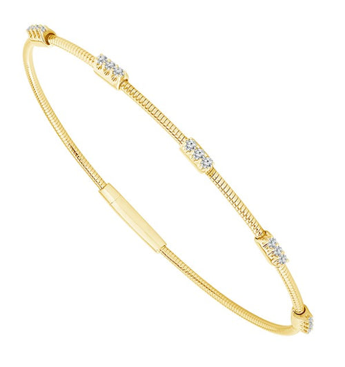 14 Karat Yellow Bangle Diamond Bracelet - IDD SANDEEP USA LLC
