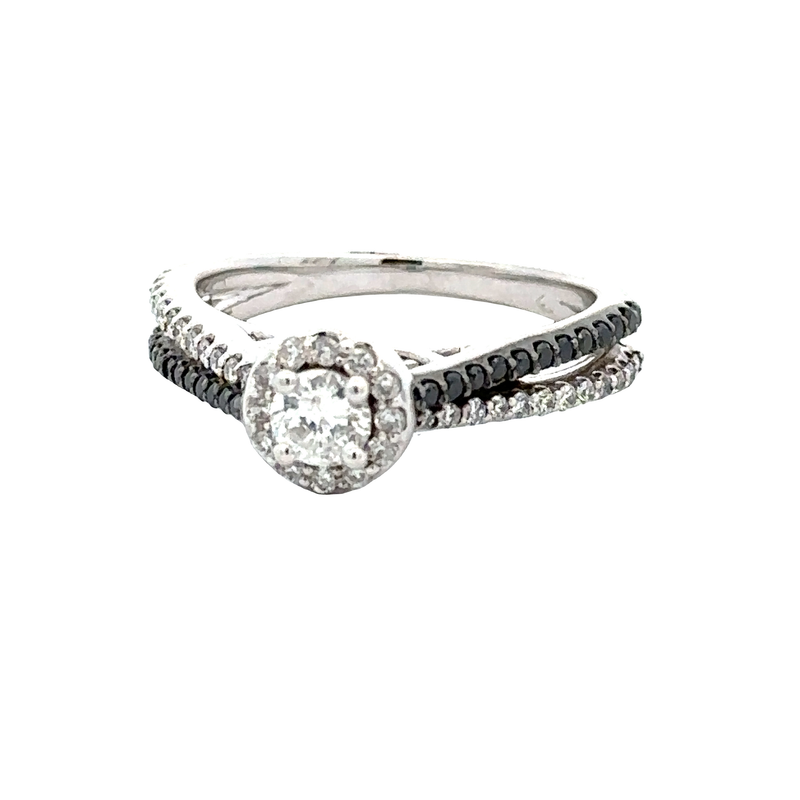 White 14 Karat Halo Round Shape Diamond Engagement Ring - MALAKAN DIAMOND CO.