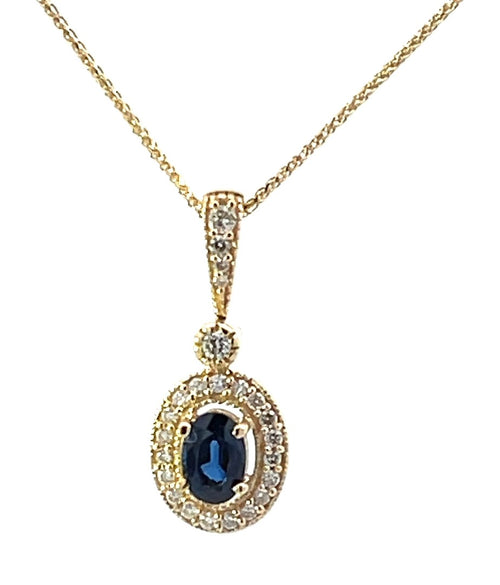 14 Karat Yellow Halo Gemstone Pendant - REAL GEMS CORP