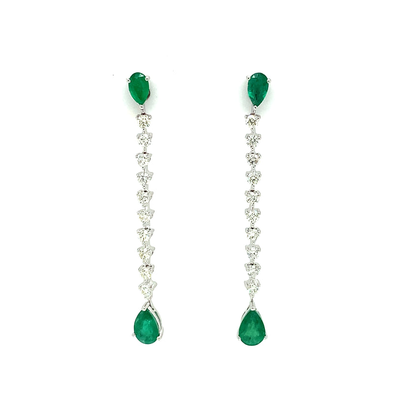 14 Karat White Emeralds Gemstone Earrings