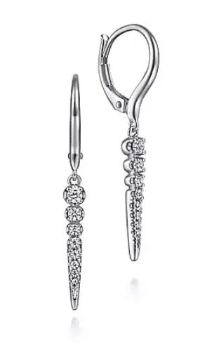 14 Karat White Drop Diamond Earrings - GABRIEL & CO.