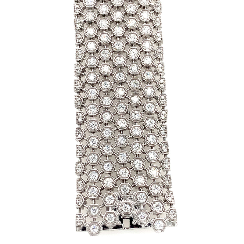 14 Karat White Mesh Diamond Bracelet