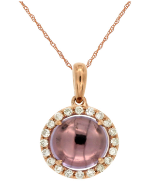 14 Karat Rosé Halo Gemstone Pendant