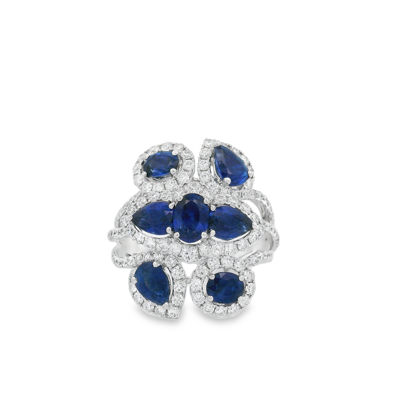 18 Karat White Lady's Free Form Gemstone Fasion Ring