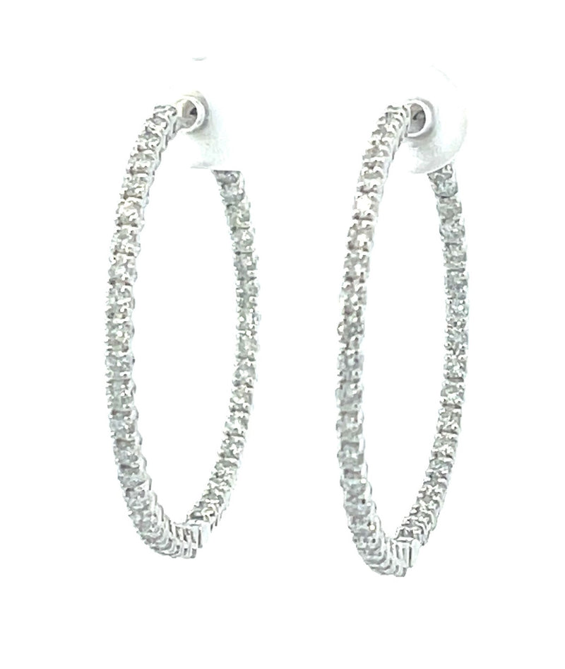 White 14 Karat Medium Hoop Lab Grown Diamond Earrings