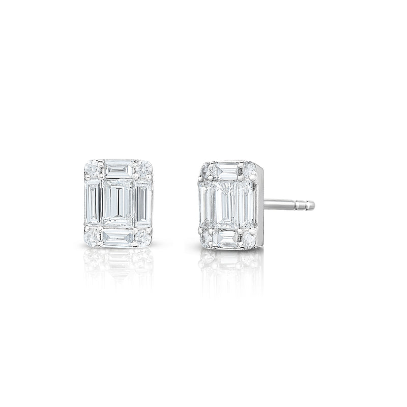 14 Karat White Stud Diamond Earrings