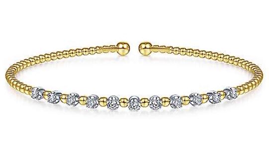 14 Karat Two Tone Bangle Diamond Bracelet
