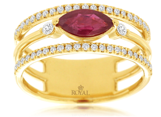 14 Karat Yellow Lady's Geometric Gemstone Fasion Ring