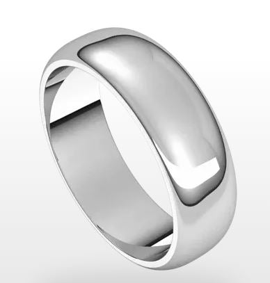 14 Karat White Half Round Wedding Band