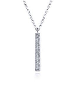 14 Karat White Bar Diamond Pendant - GABRIEL & CO.